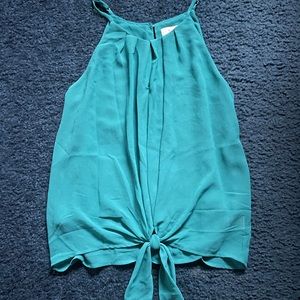Flowing Teal Top with Tie Detail